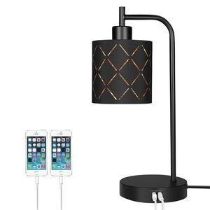 Modern Bedside Table Lamp with USB Ports | Stained Style Home Decor